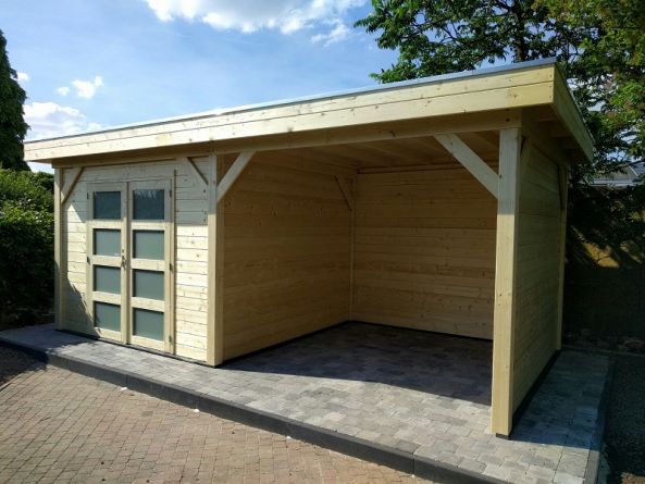 Woodvision blokhut Bosuil 300x300 cm met luifel van 300 cm - Herenthout