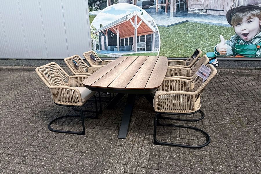 Tuinset Vivant - tafel en 6 swingstoelen