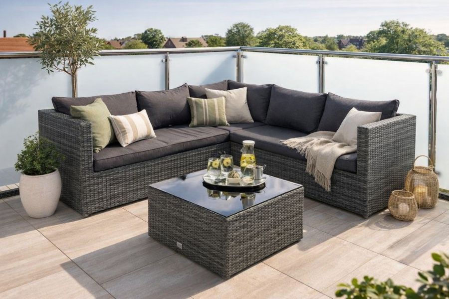 Montana loungeset 4-delig earl grey / donker antraciet