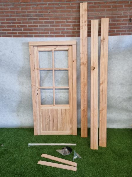 Nieuwe blanke houten deur – compleet met kozijn en toebehoren (201,5 x 96 cm) - SALE25118