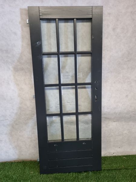 Enkele antraciete houten deur – dubbel glas, linksdraaiend, excl. hang- en sluitwerk (193 x 72,5 cm) - SALE25123 Enkele antraciete houten deur – dubbel glas, linksdraaiend, excl. hang- en sluitwerk (193 x 72,5 cm) - SALE25123