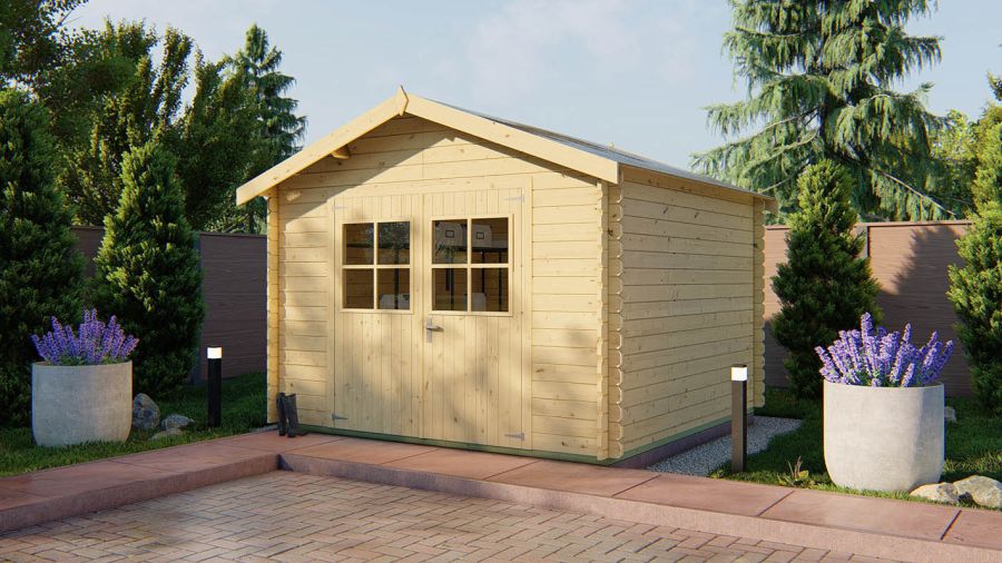 Tuindeco Noja Blokhut 300x300 cm 28 mm vuren groen geïmpregneerd
