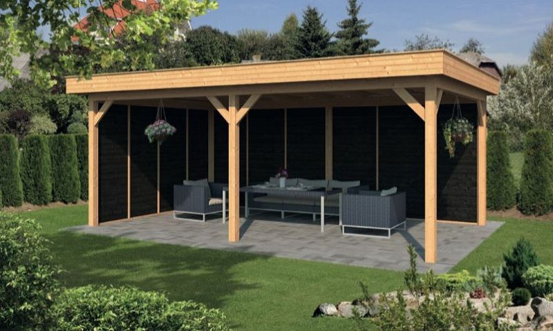 Tuindeco Oslo XL Overkapping type 2 678x430 cm Lariks/Douglashout blank en Zweeds rabat zwart Tuindeco Oslo XL Overkapping type 2 678x430 cm Lariks/Douglashout blank en Zweeds rabat zwart