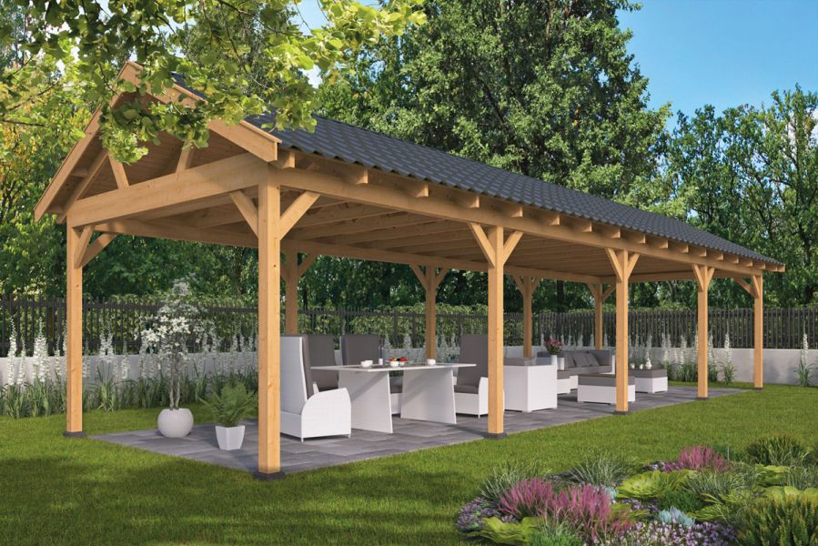 Lariks/Douglas Overkapping Hamar XL type 9 blank 1303x445 cm Lariks/Douglas Overkapping Hamar XL type 9 blank 1303x445 cm
