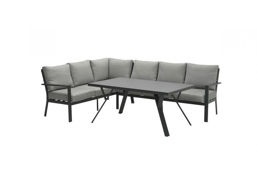 Sergio lounge-diningset - 3-delig - links - carbon black - light grey Sergio lounge-diningset - 3-delig - links - carbon black - light grey