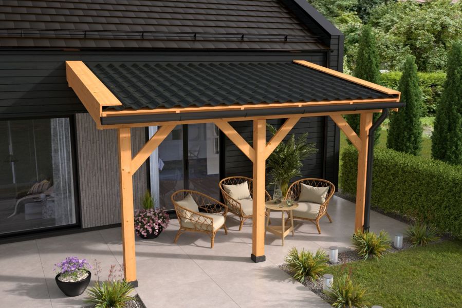 Veranda fijn bezaagd Douglas 500x400 cm - Bouwpakket Veranda fijn bezaagd Douglas 500x400 cm - Bouwpakket