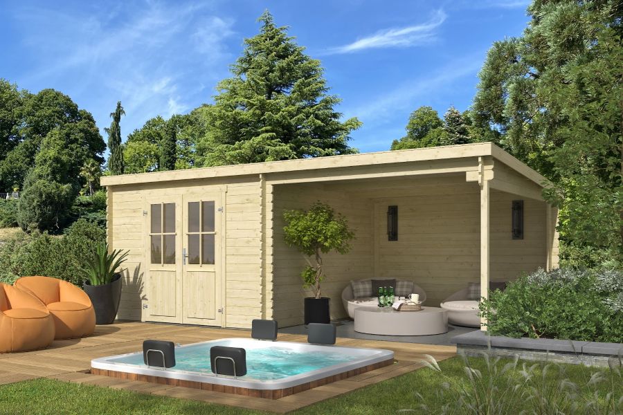 Outdoor Life Orlando Blokhut 581x292 cm 28 mm vuren blank