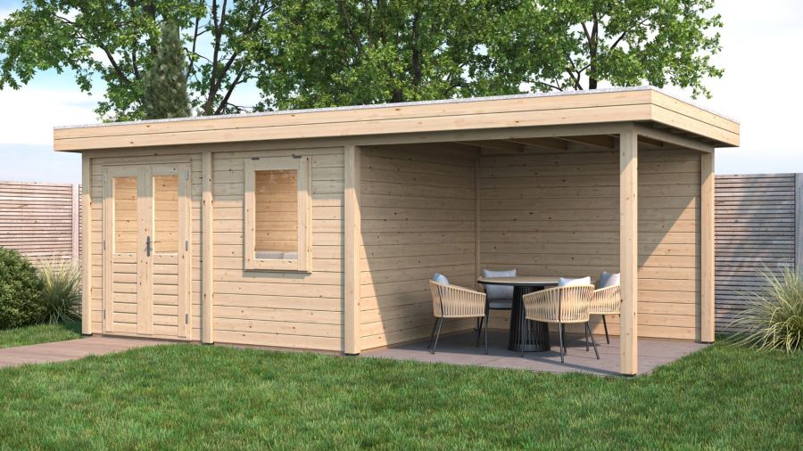 Lugarde Select Modern tuinhuis met overkapping Emmen 388x300cm + 300cm - Onbehandeld Lugarde Select Modern tuinhuis met overkapping Emmen 388x300cm + 300cm - Onbehandeld