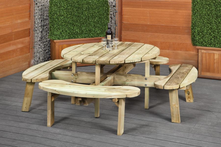 Vuren picknicktafel rond Vuren picknicktafel rond