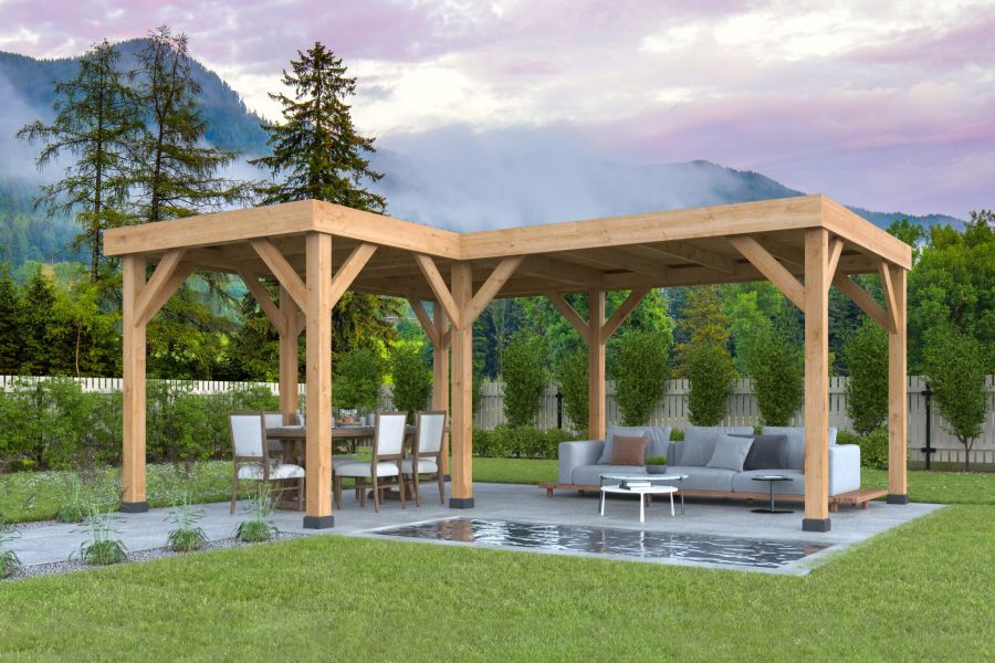 Tuindeco Beerze prieel 620x520 cm L-Vorm Douglas blank - Bouwpakket Tuindeco Beerze prieel 620x520 cm L-Vorm Douglas blank - Bouwpakket