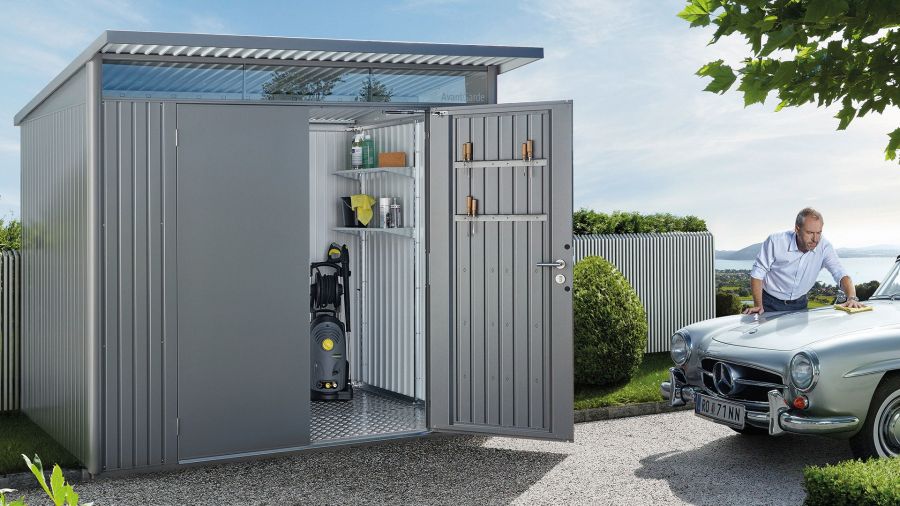 Biohort AvantGarde A5 metalen berging 260x180x218 cm donkergrijs met dubbele deur