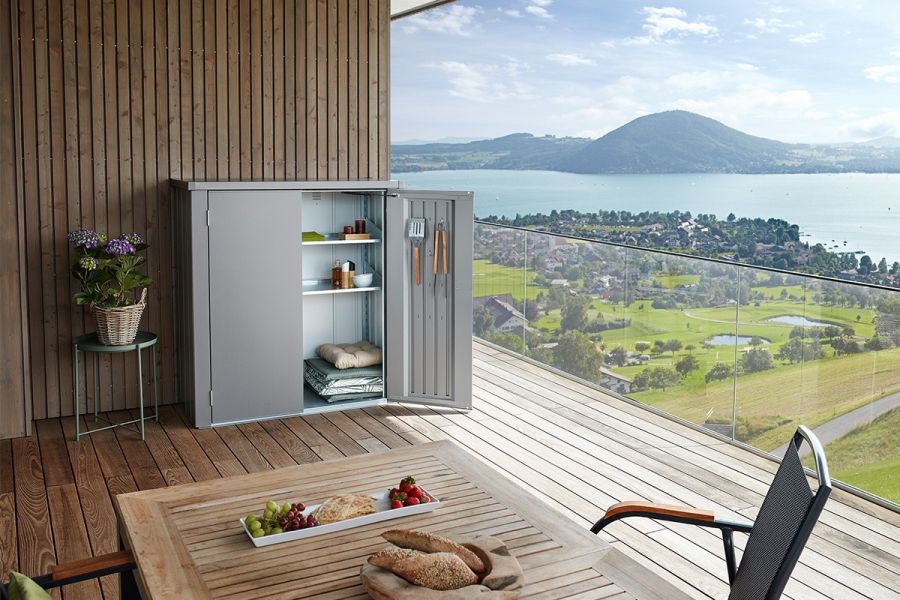 Biohort Terraskast Romeo L High kwartsgrijs metallic 132x87x181 cm