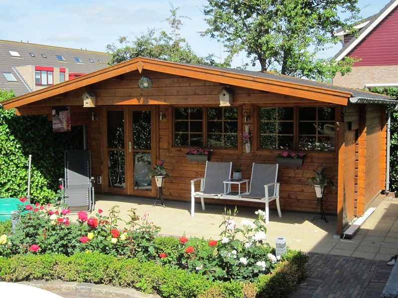 Blokhut Piet 45mm 595x300 cm met luifel 200 cm - Waarder