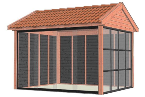 Buitenverblijf Zadeldak Betula 400x350 cm - Combinatie 1 Buitenverblijf Zadeldak Betula 400x350 cm - Combinatie 1