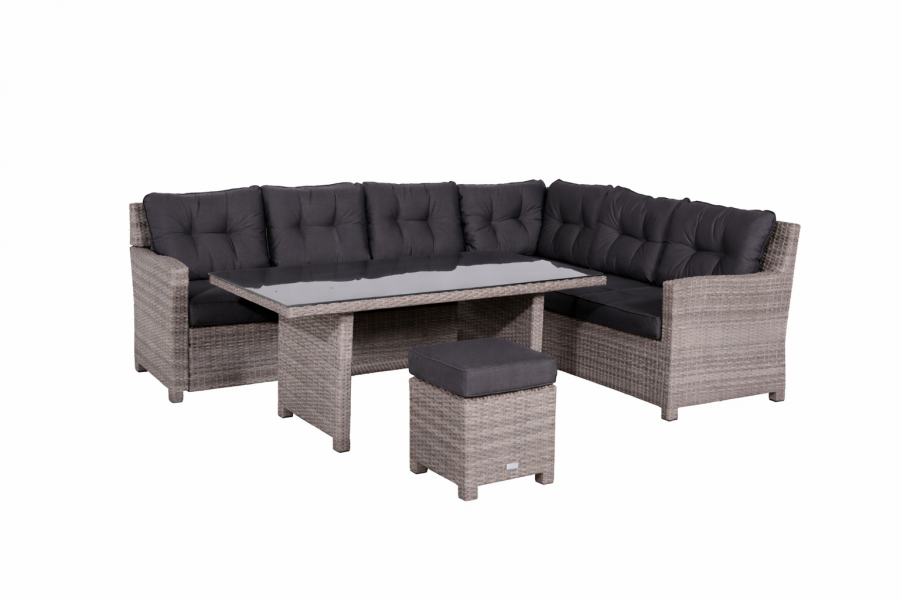 Garden Impressions Blue bird lounge/diningset - 4-delig - rechts - organic grey - reflex black - Showmodel Strijen Garden Impressions Blue bird lounge/diningset - 4-delig - rechts - organic grey - reflex black - Showmodel Strijen