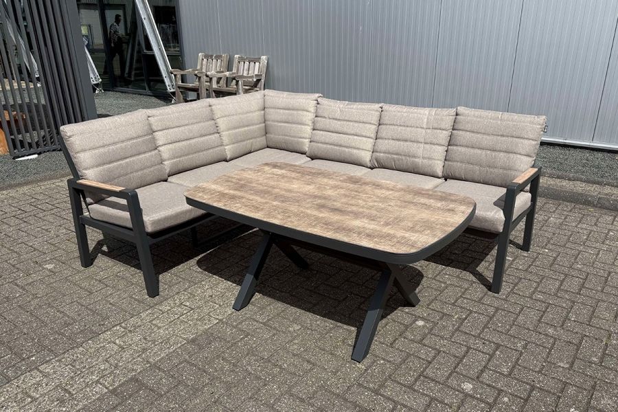 Cornerset Donna 3-delig – Aluminium met Taupe Kussens Cornerset Donna 3-delig – Aluminium met Taupe Kussens
