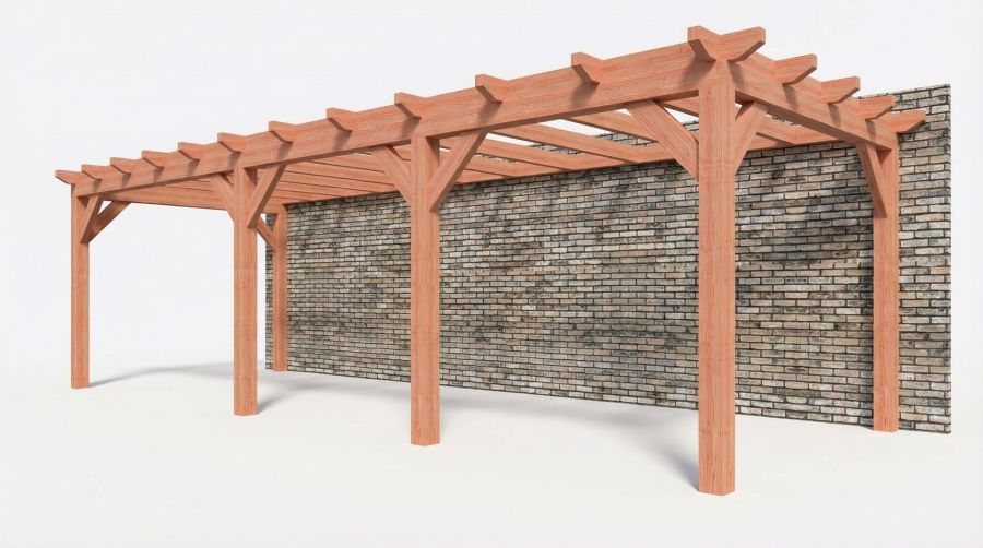 Bouwpakket aanbouwveranda 886,5x326 cm links fijnbezaagd Douglas Bouwpakket aanbouwveranda 886,5x326 cm links fijnbezaagd Douglas