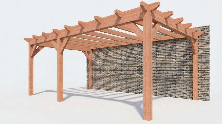 Bouwpakket aanbouwveranda 648,5x390,5 cm links fijnbezaagd Douglas Bouwpakket aanbouwveranda 648,5x390,5 cm links fijnbezaagd Douglas
