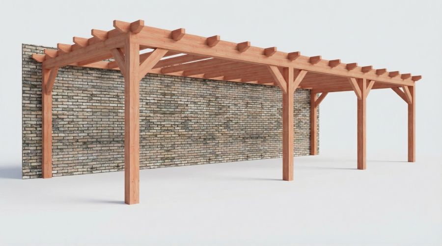 Bouwpakket aanbouwveranda 992,5x390,5 cm links fijnbezaagd Douglas Bouwpakket aanbouwveranda 992,5x390,5 cm links fijnbezaagd Douglas