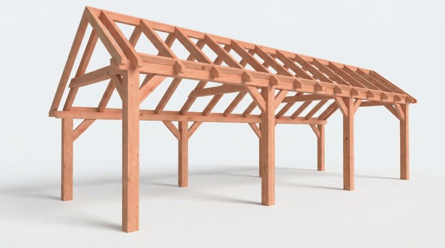 Bouwpakket kapschuur 928x346 cm fijnbezaagd Douglas Bouwpakket kapschuur 928x346 cm fijnbezaagd Douglas