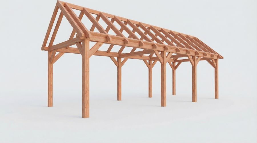 Bouwpakket zadeldak 886,5x346 cm fijnbezaagd Douglas Bouwpakket zadeldak 886,5x346 cm fijnbezaagd Douglas
