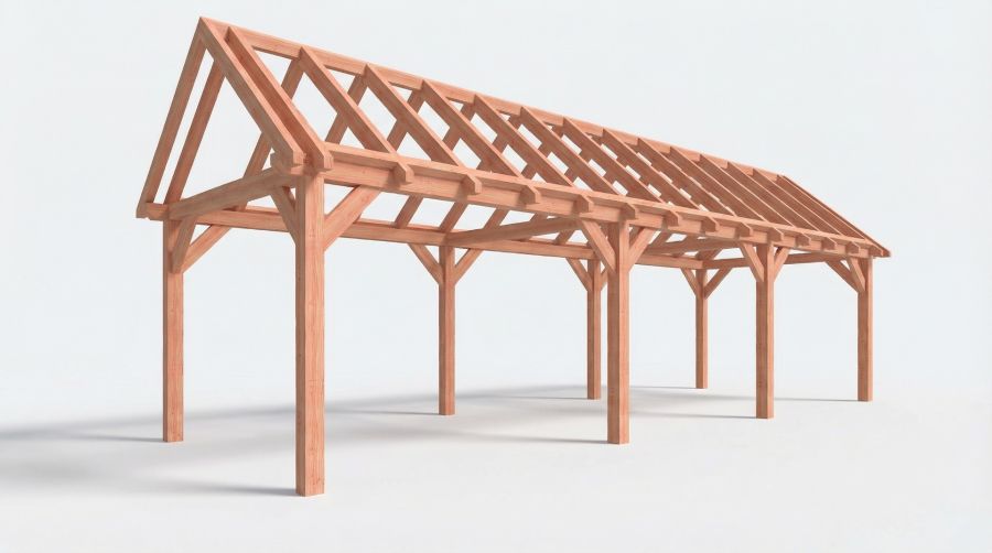 Bouwpakket zadeldak 992,5x346 cm fijnbezaagd Douglas Bouwpakket zadeldak 992,5x346 cm fijnbezaagd Douglas