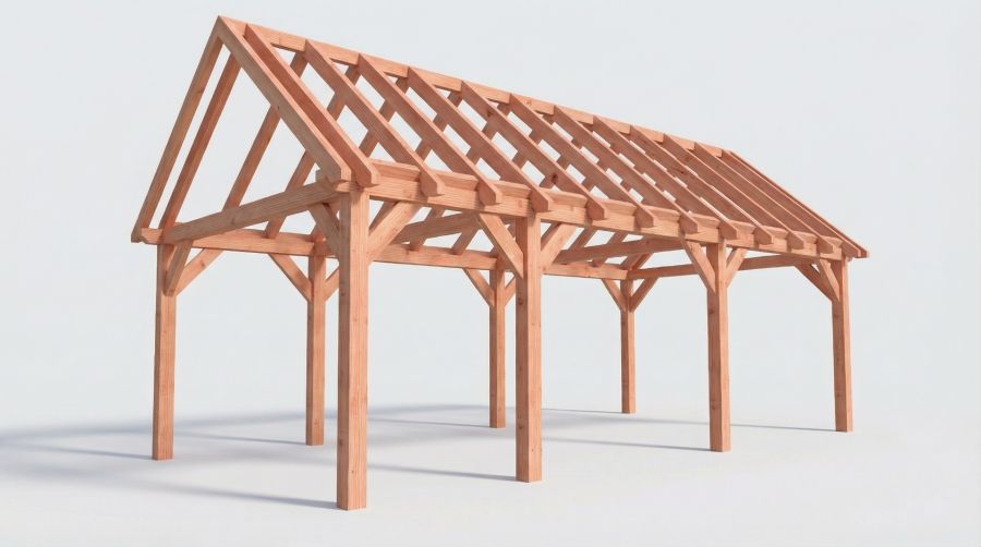 Bouwpakket zadeldak 815x410,5 cm fijnbezaagd Douglas Bouwpakket zadeldak 815x410,5 cm fijnbezaagd Douglas