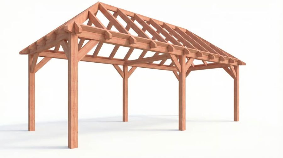 Bouwpakket schilddak 766x346 cm fijnbezaagd Douglas Bouwpakket schilddak 766x346 cm fijnbezaagd Douglas