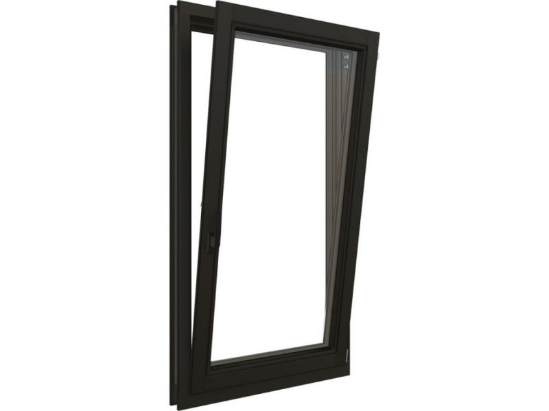 Trendhout Draai/kiepraam - 77,4x137,4 cm - rechtsdraaiend - zwart - incl. raambeslag Trendhout Draai/kiepraam - 77,4x137,4 cm - rechtsdraaiend - zwart - incl. raambeslag