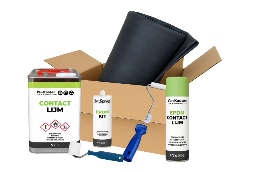 Van Kooten EPDM dakpakket compleet - 1,14 mm dik - 3,05 meter breed-8,00 meter