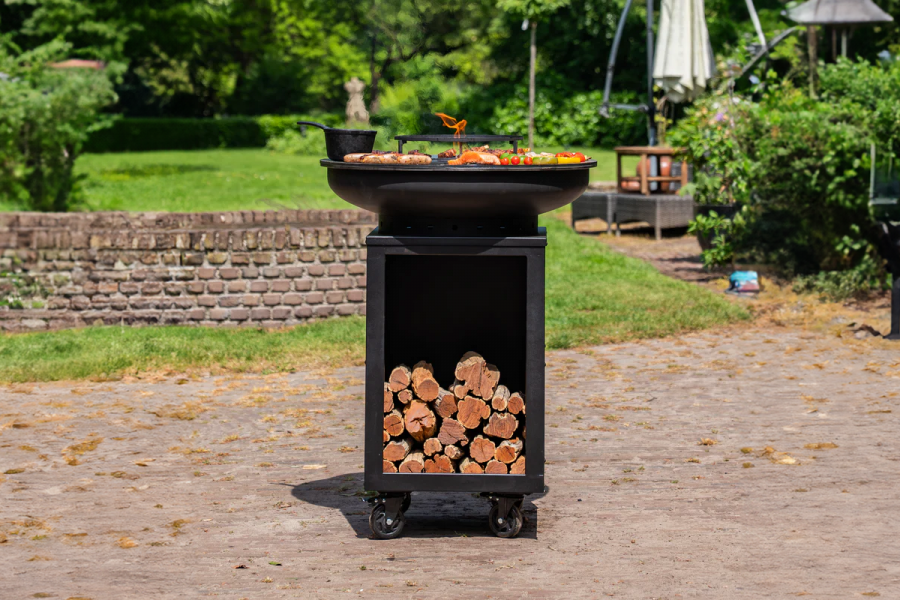Barbecue Hermano XXL Base Black top Black - incl. houtopslag - Ø80cm Barbecue Hermano XXL Base Black top Black - incl. houtopslag - Ø80cm