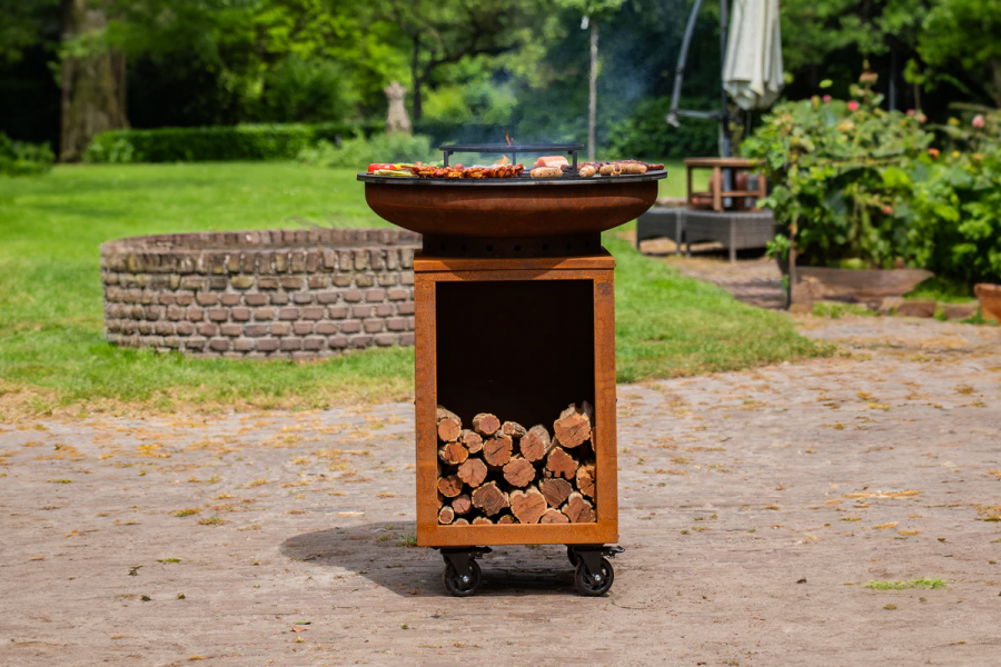 Barbecue Hermano XXL Base Corten top Corten - incl.  houtopslag - Ø80cm