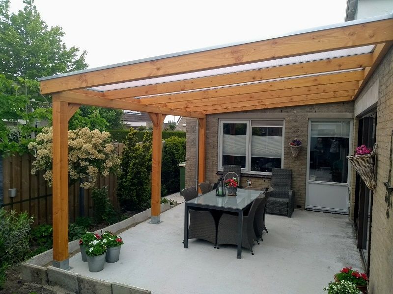 Hillhout veranda Excellent 512x410 cm met helder dakplaat - Alblasserdam Hillhout veranda Excellent 512x410 cm met helder dakplaat - Alblasserdam