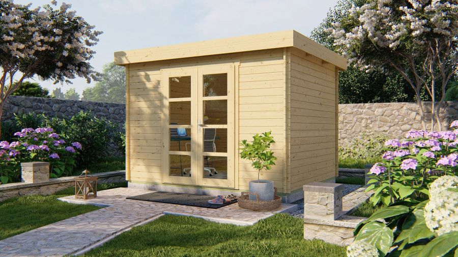 Tuindeco Hypermodern Blokhut 320x260 cm  28 mm vuren grijs geïmpregneerd