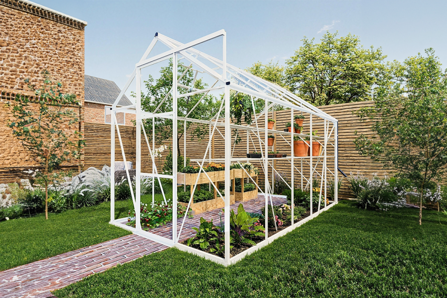 Royal Well Kate III aluminium tuinkas 192x314 cm wit - Full Options Royal Well Kate III aluminium tuinkas 192x314 cm wit - Full Options