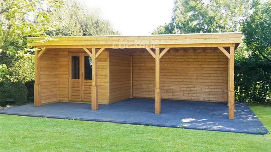 Lugarde PR45 Tuinhuis 720x360 cm 44 mm vurenhout blank