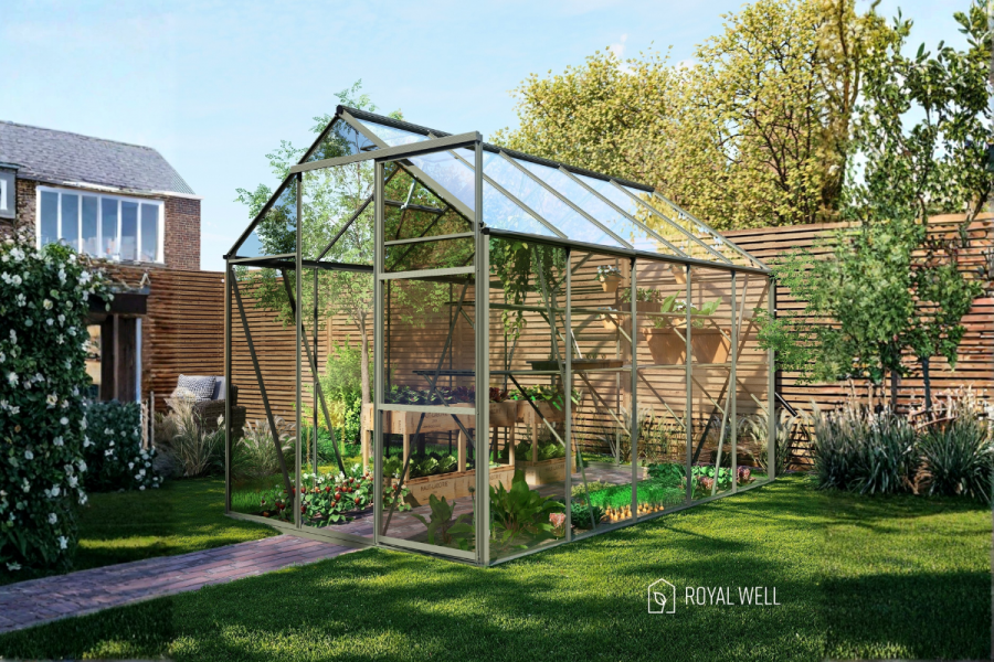 Royal Well Kate III aluminium tuinkas 192x314 cm groengrijs