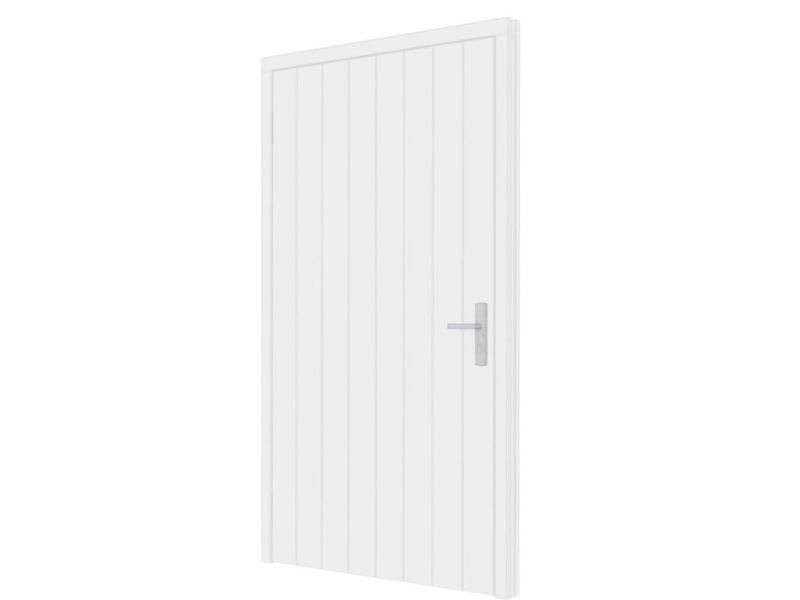 Trendhout Plaatdeur enkel XL - linksdraaiend - 120x211,5 cm + kozijn 133,4x218,9 cm - wit (incl. hang en sluitwerk) Trendhout Plaatdeur enkel XL - linksdraaiend - 120x211,5 cm + kozijn 133,4x218,9 cm - wit (incl. hang en sluitwerk)