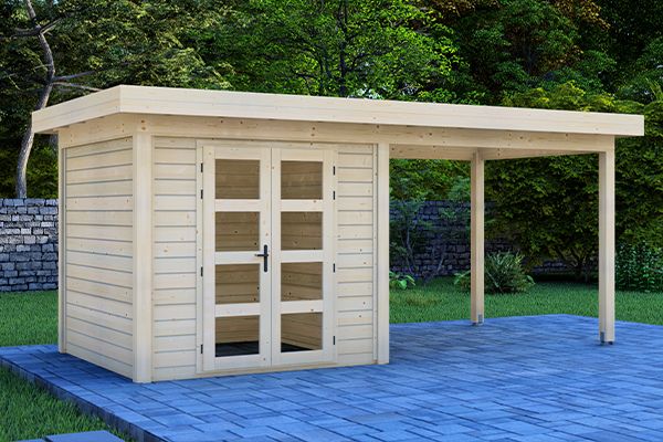 Prime Line blokhut 250x250 cm + luifel 300 cm Prime Line blokhut 250x250 cm + luifel 300 cm