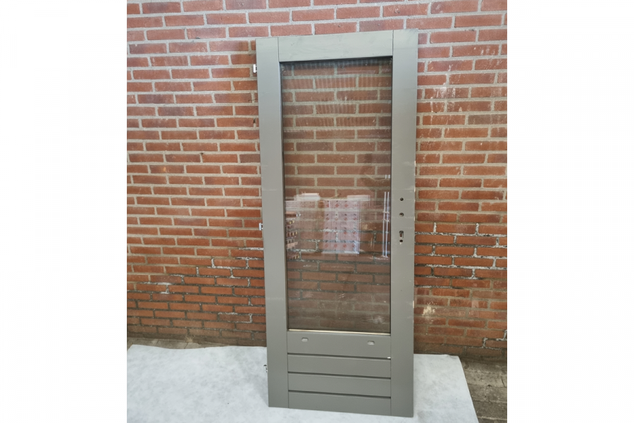 Enkele houten deur - 193,6x77,4 cm - dubbelglas - lichtgrijs - links draaiend - SALE25028 Enkele houten deur - 193,6x77,4 cm - dubbelglas - lichtgrijs - links draaiend - SALE25028