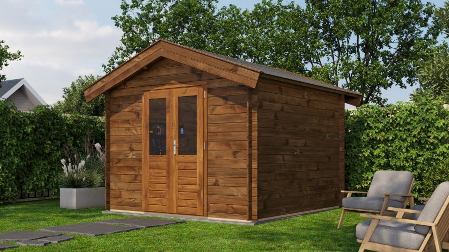 Lugarde Select Twello Blokhut 300x300 cm 28 mm vuren keteldruk bruin geïmpregneerd Lugarde Select Twello Blokhut 300x300 cm 28 mm vuren keteldruk bruin geïmpregneerd