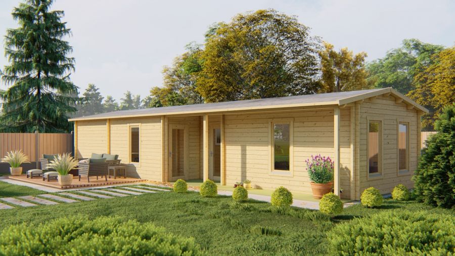 Tuindeco Slane Blokhut 1400x490 cm 70 mm vuren honing geïmpregneerd Tuindeco Slane Blokhut 1400x490 cm 70 mm vuren honing geïmpregneerd