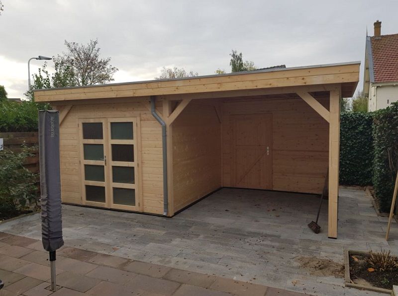 Tuinhuis Bosuil 600x300 cm inclusief luifel onbehandeld - Strijen Tuinhuis Bosuil 600x300 cm inclusief luifel onbehandeld - Strijen