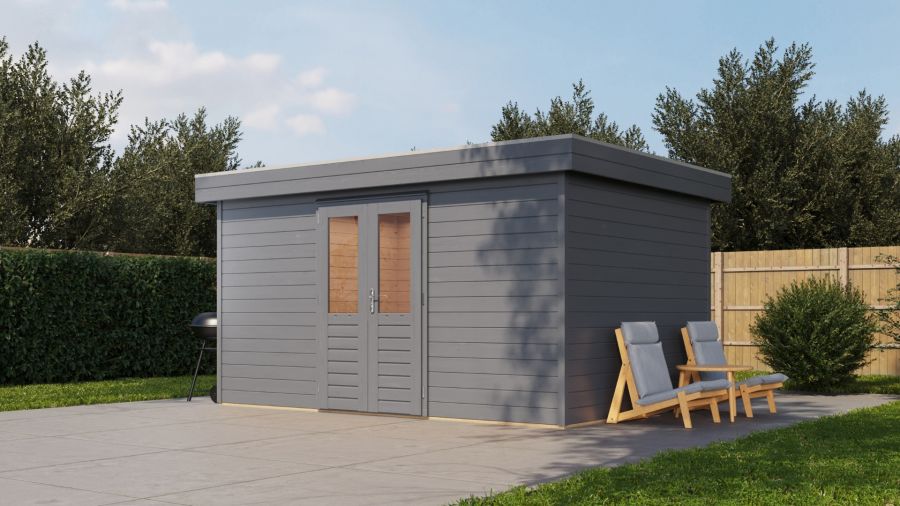 Lugarde Select Prima Hoofddorp tuinhuis 420x300 cm 44 mm vuren grijs gebeitst