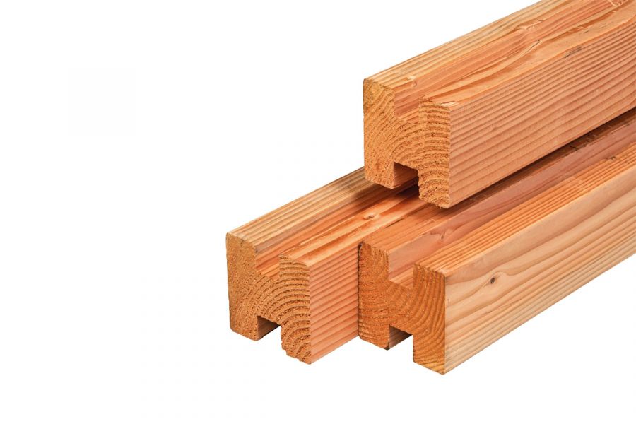 Lariks/Douglas stapelbouw tussenpaal / sleufpaal onbehandeld 11,5x11,5x300 cm Lariks/Douglas stapelbouw tussenpaal / sleufpaal onbehandeld 11,5x11,5x300 cm