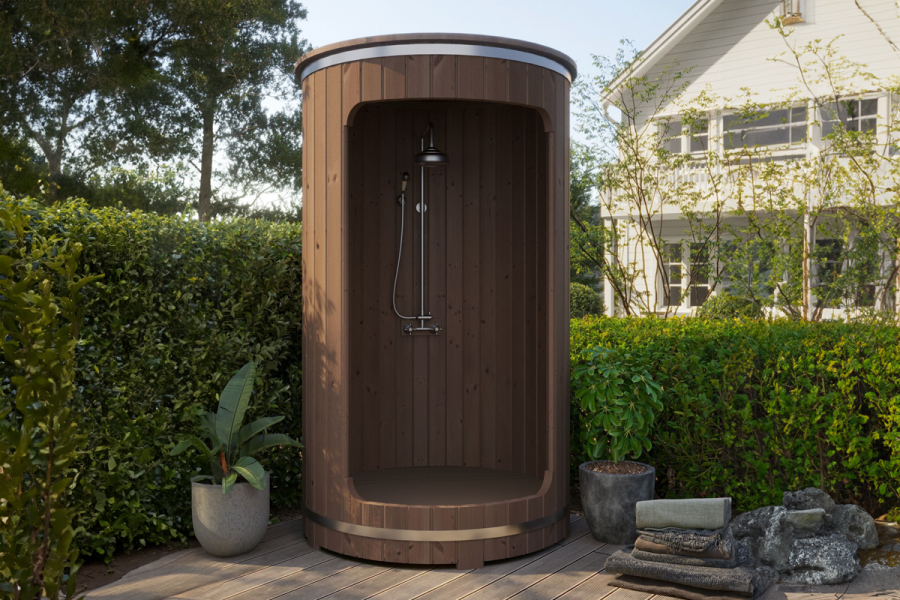 Buitendouche barrel Ø130cm | 42mm | Thermowood Buitendouche barrel Ø130cm | 42mm | Thermowood
