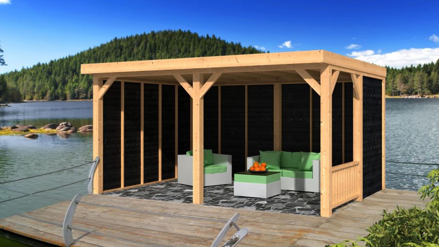 Tuindeco Wezep buitenverblijf met zwarte wanden 500x400 cm - Bouwpakket