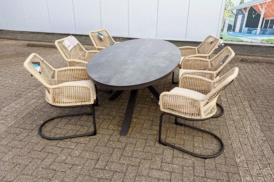 Tuinset Breeze - ovale tafel en 6 swingstoelen Tuinset Breeze - ovale tafel en 6 swingstoelen