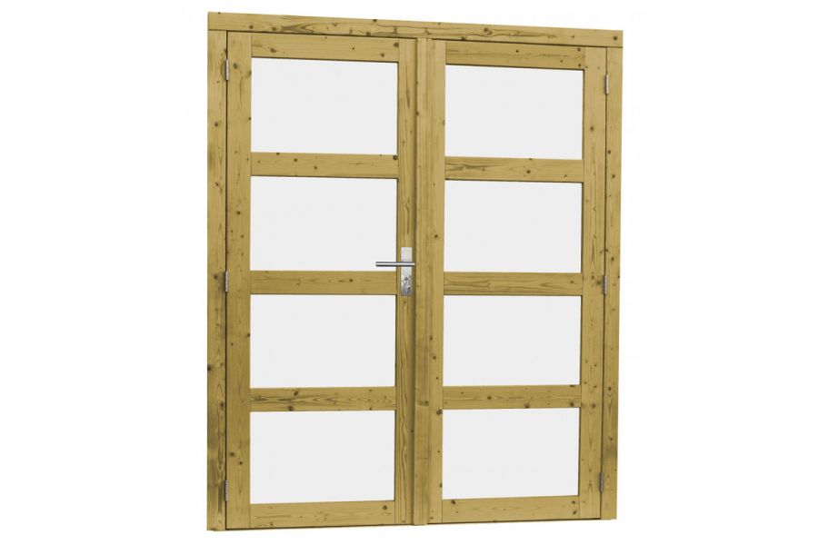 Woodvision Dubbele deur 4-ruits 168x201 cm - Groen geïmpregneerd Woodvision Dubbele deur 4-ruits 168x201 cm - Groen geïmpregneerd