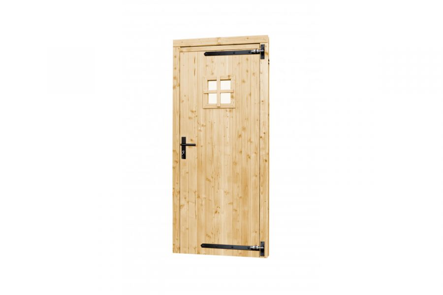 Vuren enkele 1-ruits deur inclusief kozijn - 90x201 cm - rechtsdraaiend Vuren enkele 1-ruits deur inclusief kozijn - 90x201 cm - rechtsdraaiend